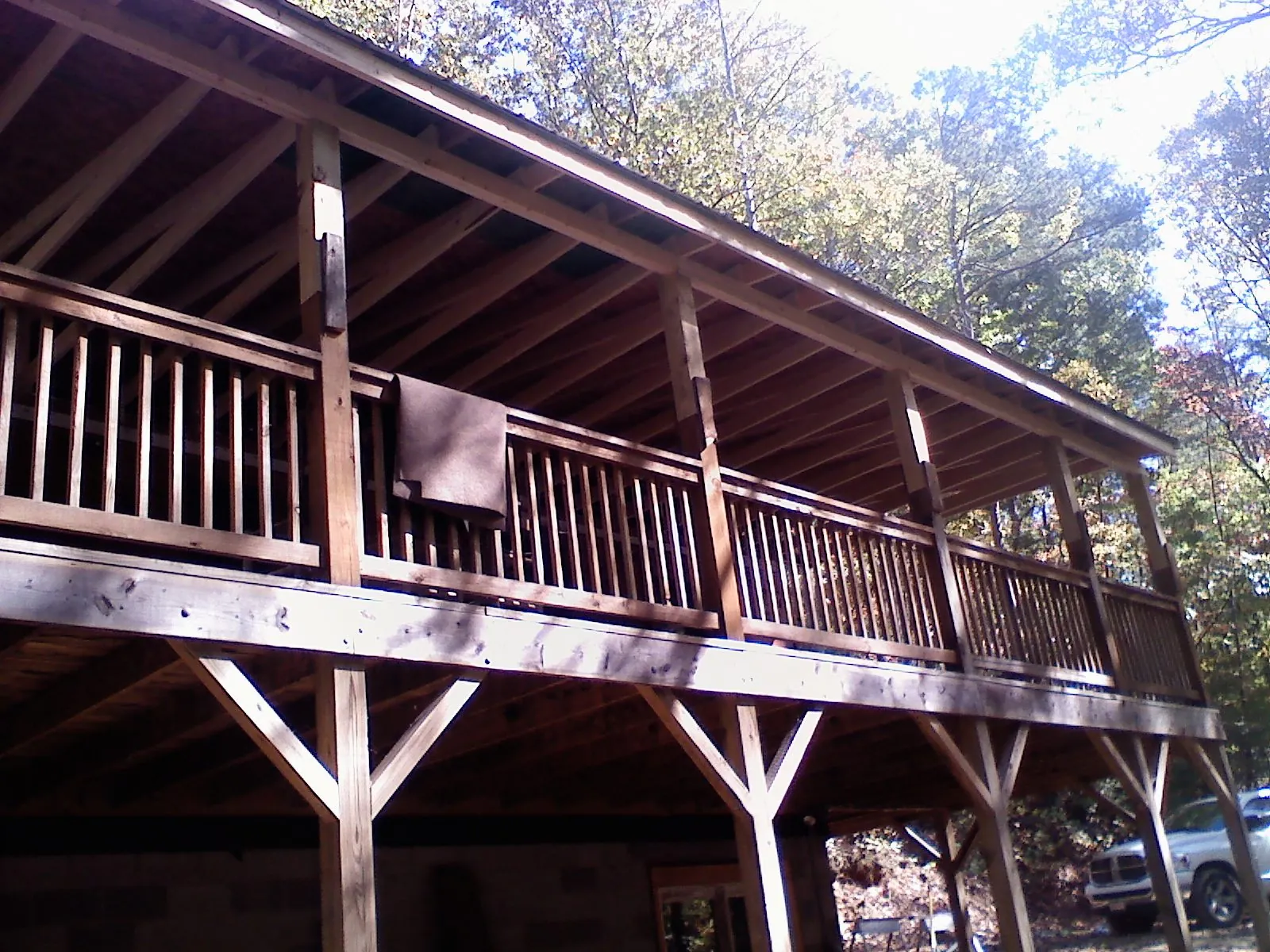 Timber framing under a new elevated porch and deck — Roof Leak Repair in New Hope by Roofing Brothers